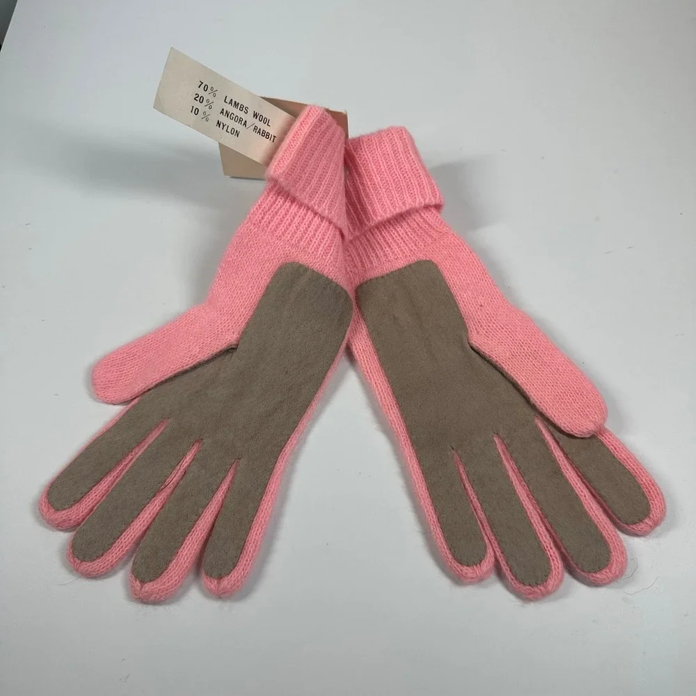 Ben Berger Pink Gloves Vintage Angora‎ Rabbit Lambs Wool Blend Luxury One Size
